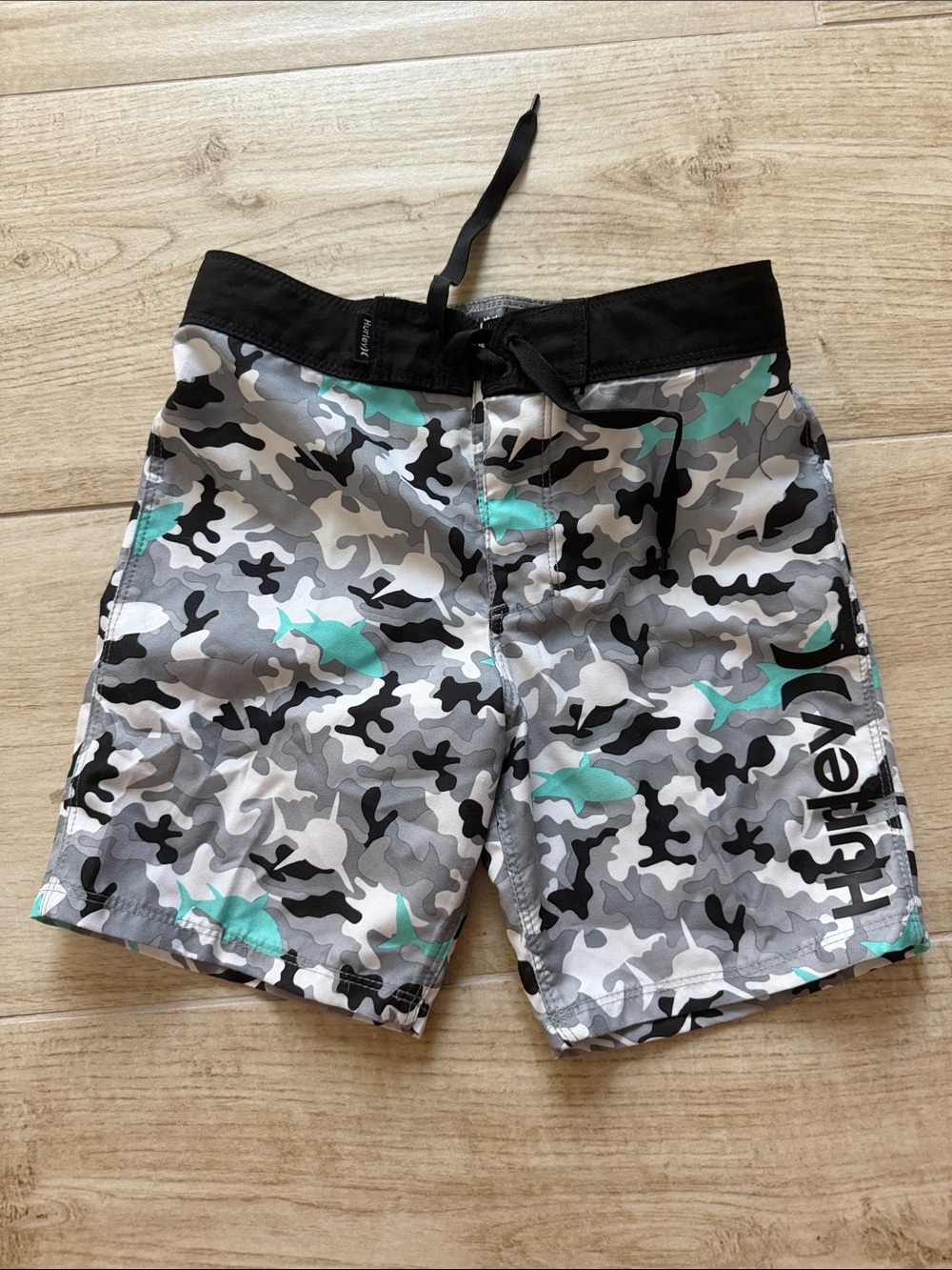 Hurley Teal and Gray Camo Swim Shorts